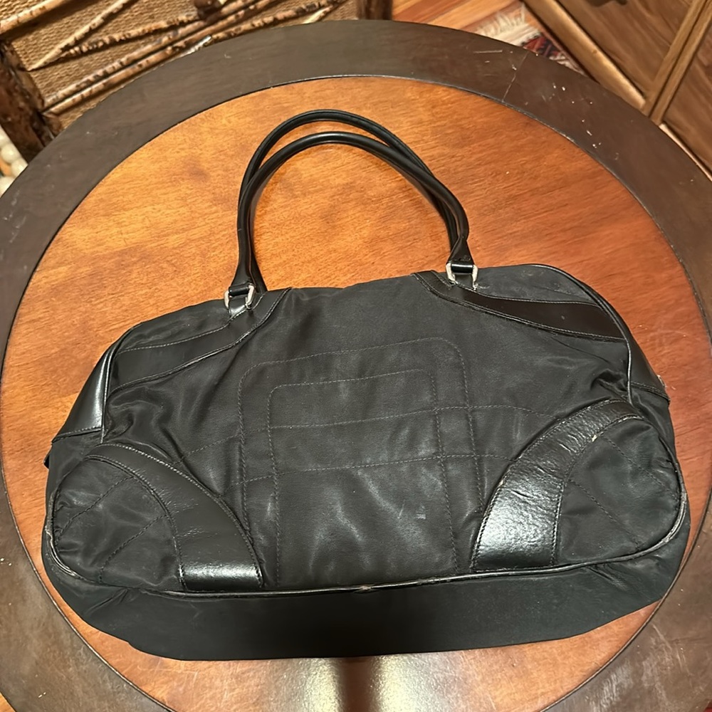 ๐บ ๐บ Vintage PRADA BAG IN BLACK COMBINATION WITH LEATHER - Picture 2 of 10